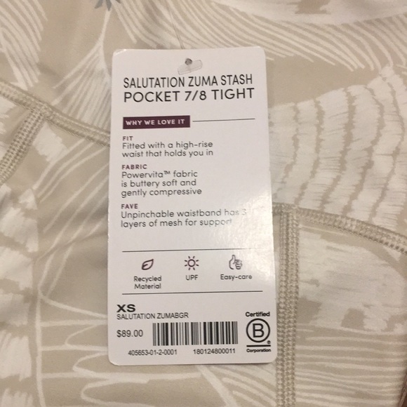 Athleta Salutation Zuma Stash Pocket 7/8 Tight NWT - Picture 5 of 6